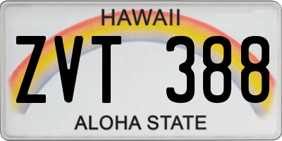HI license plate ZVT388