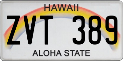 HI license plate ZVT389
