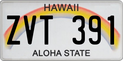 HI license plate ZVT391