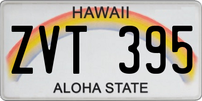 HI license plate ZVT395