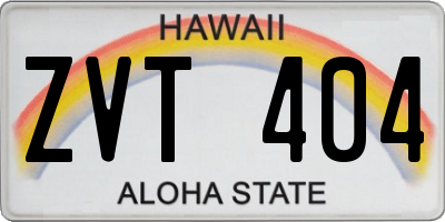 HI license plate ZVT404