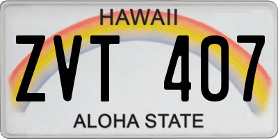 HI license plate ZVT407