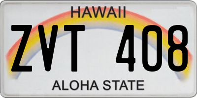 HI license plate ZVT408