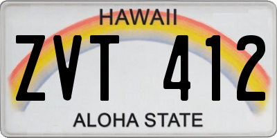 HI license plate ZVT412