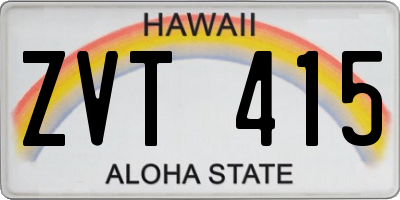 HI license plate ZVT415