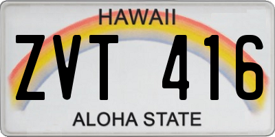 HI license plate ZVT416