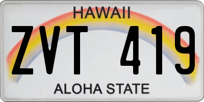 HI license plate ZVT419