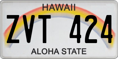 HI license plate ZVT424
