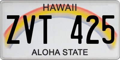 HI license plate ZVT425