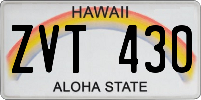HI license plate ZVT430