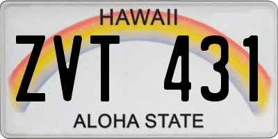 HI license plate ZVT431