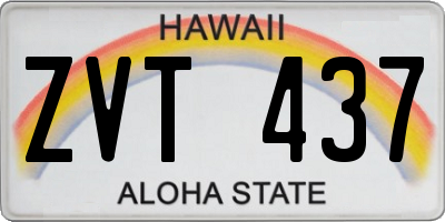 HI license plate ZVT437