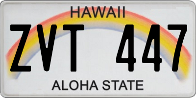 HI license plate ZVT447