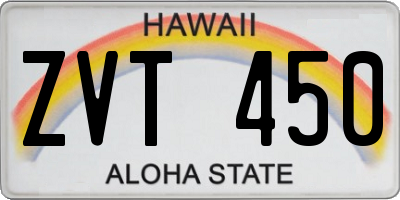 HI license plate ZVT450