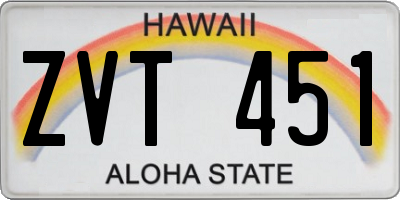 HI license plate ZVT451