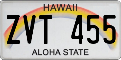 HI license plate ZVT455