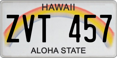 HI license plate ZVT457
