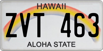 HI license plate ZVT463