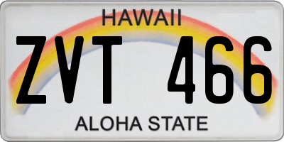 HI license plate ZVT466