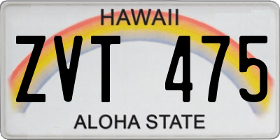 HI license plate ZVT475