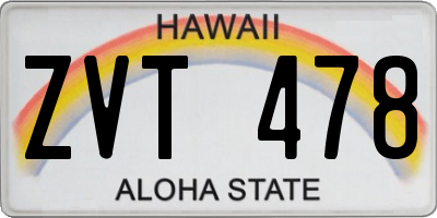 HI license plate ZVT478