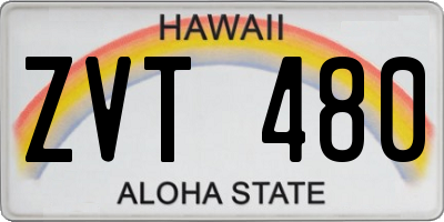 HI license plate ZVT480