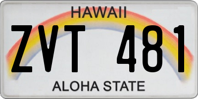 HI license plate ZVT481