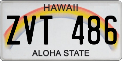 HI license plate ZVT486
