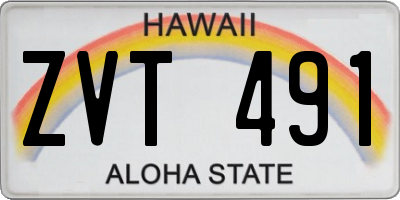 HI license plate ZVT491