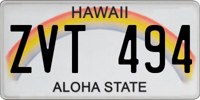 HI license plate ZVT494