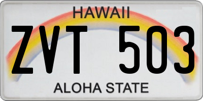 HI license plate ZVT503