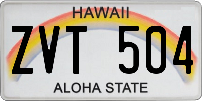 HI license plate ZVT504