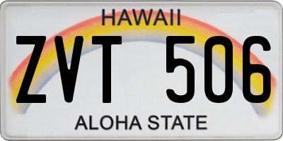 HI license plate ZVT506