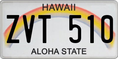 HI license plate ZVT510
