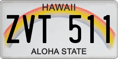 HI license plate ZVT511