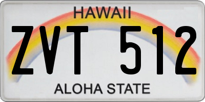 HI license plate ZVT512