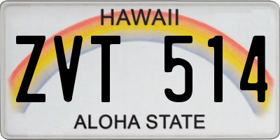 HI license plate ZVT514