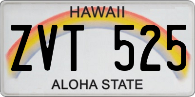 HI license plate ZVT525