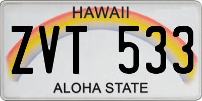 HI license plate ZVT533