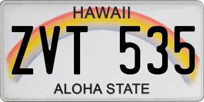 HI license plate ZVT535