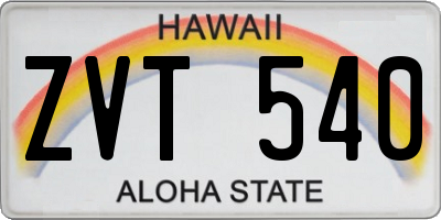 HI license plate ZVT540