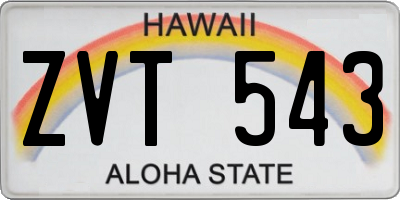 HI license plate ZVT543