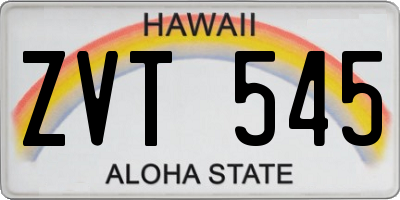 HI license plate ZVT545