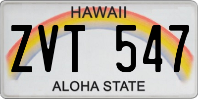 HI license plate ZVT547