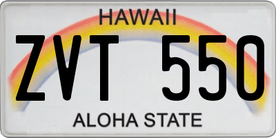 HI license plate ZVT550