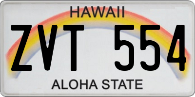 HI license plate ZVT554