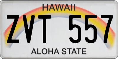 HI license plate ZVT557