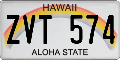 HI license plate ZVT574