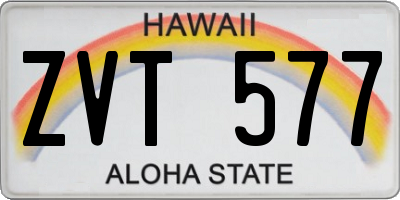 HI license plate ZVT577