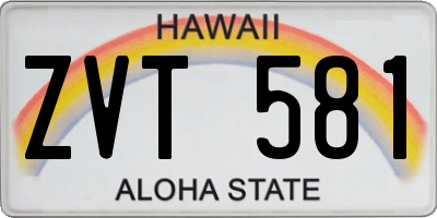HI license plate ZVT581